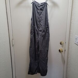 Billabong Charcoal Button-Down Jumpsuit